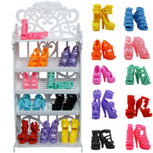 Zapatos de plástico blanco para muñecas Barbie, accesorios de muebles para casa de muñecas, juguetes para niños, alta calidad, 12 pulgadas, 10 Uds. 2024 - compra barato