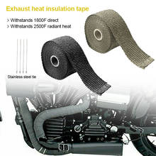 Fita de isolamento do turbo de calor, coletor de titânio, invólucro para escapamento, 1 "x 16ft + 4 abraçadeiras 2024 - compre barato