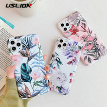 USLION Silicone Phone Case For iPhone 11 Pro Max X XS XR Xs Max Flower Leaves Soft IMD Back Cover For iPhone 6 6s 7 8 Plus 2024 - buy cheap