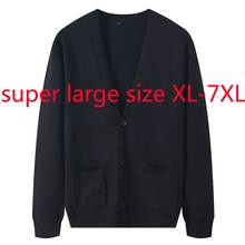 New Fashion Spring Autumn Men Extra Large Cardigan Coat Single Breasted V-neck Computer Knitted Casual Sweater Plus Size XL-7XL 2024 - buy cheap