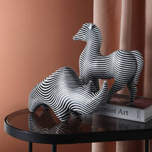 Rhinocero Zebra Statue,Black and White Abstract Art,Home Decoration,Room Decor,Figurine Miniature,Creative Gift,Modern Sculpture 2024 - buy cheap