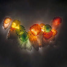 Elegant Hand Blown Glass Plates Wall Art Murano Flower Glass Hanging Plates Wall Sconce 2024 - buy cheap