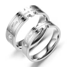 Fashion Silver Color Crystal Stainless Steel Rings For Women Men Wedding Couples Jewelry Gift DH003 2024 - buy cheap