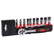 12pcs Crv quick release reversible ratchet socket wrench set tools with hanging rack 1/4" 3/8" 1/2" drive sockets set 2024 - buy cheap