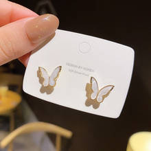 Korean Style Shell Butterfly Stud Earrings for Women Fashion Small Cute Gold Color Studs Party Jewelry Pendientes Wholesale C031 2024 - buy cheap