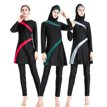 Arab Islamic Muslim Swimwear Sets Women Hooded Burkini 3 Piece Suits Hijab Swimsuit Full Modest Swim Surf Wear Sport Burkinis 2024 - buy cheap