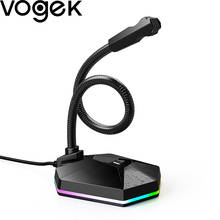 Игровой usb-микрофон Voegk с RGB волшебными огнями для игр в чате, ноутбук с YouTube, настраиваемый на 360 ° микрофон для студийной речи 2024 - купить недорого