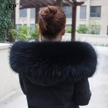 Jkp gola de pele de guaxinim natural, preto pele real mulheres costura inverno engrossar casaco acessório de pele genuína xale e embrulho 2024 - compre barato