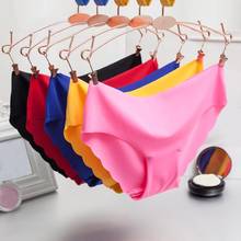 Summer Women Panties Solid Color Ice Silk Seamless Low Waist Briefs Underwear 2024 - buy cheap