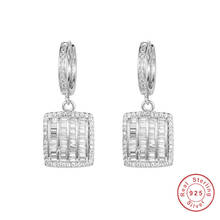 Lady's solid 925 Sterling Silver Earrings Square Put together SONA Diamond Earrings Luxury Wedding Jewelry for Women Gift girls 2024 - buy cheap