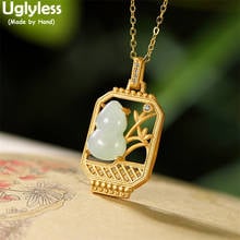 Uglyless-colgantes de cesta de flores de diseñador de belleza oriental para mujer, collares de calabaza de jadeíta SIN Cadena, joyería de plata 925, cristales 2024 - compra barato