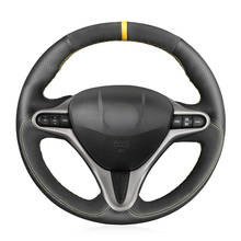 Funda de cuero genuino para volante de coche, cosida a mano, de ante, color negro, para Honda Civic 8, 2006, 2007, 2008, 2009, 2010, 2011 2024 - compra barato