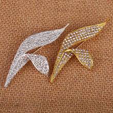 1pcs Shinning Rhinestone Leaf Brooches for Women Metal Plant Brooch Dress Scarf Pins Wedding Banquet Decoration Jewelry Gift 2024 - buy cheap