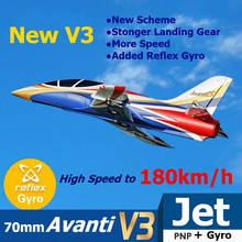 FMS RC avión Avanti V3 azul 70mm acondicionado ventilador FED Jet de alta velocidad a gran escala modelo de avión PNP 6S con retractarse de aletas 2024 - compra barato