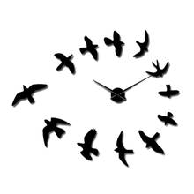 Decorative Mirror Wall Clock Flying Birds Wall Clock Modern Design Luxury Frameless Diy Large Clock Wall Watch Nature Room Decor 2024 - buy cheap