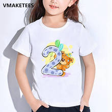 Футболка для девочек и мальчиков, Детская футболка на день рождения с изображением медведя, номером 1-9, футболка с мультяшным принтом и бантом, Забавная детская одежда с Винни, подарок на день рождения 2024 - купить недорого