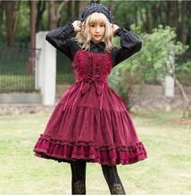 Autumn winter sweet lolita dress vintage lace bowknot victorian dress kawaii girl gothic lolita jsk loli cosplay 2024 - buy cheap