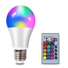 Высокое качество E27 B22 RGBW светодиодный осветительные лампочки 10 Вт лампада Сменные Красочные RGB светодиодный потолочный светильник с ИК-пультом дистанционного Управление 2024 - купить недорого