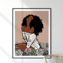 Плакаты с абстрактным изображением афро-американской женщины с цветами черной девушкой 2024 - купить недорого
