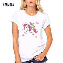YESMOLA-Camiseta de unicornio Harajuku para mujer, ropa de calle Kawaii de dibujos animados, estilo coreano, informal 2024 - compra barato