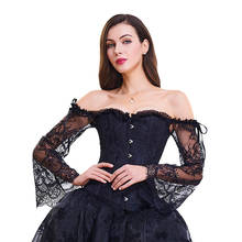 Sexy Gothic Lingerie Lace Long Sleeves Women Corset Bustier Top Overbust Nightclub Clothing Steampunk Corsets Costume Femme 2024 - buy cheap