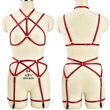 Red Garter Belt Body Harness Set Bra Fetish Chest Bondage Lingerie Harness Erotic Cage Bra Gothic Garter Belt Suspenders 2024 - buy cheap