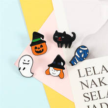 Skeleton Enamel Pins Halloween Pumpkin Lantern Ghost Mummy Black Cat Boy Punk Brooches Jewelry for Kids Clothes Lapel Pin Badges 2024 - buy cheap