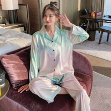 2021 New pajama women's casual thin summer long-sleeved two-piece pajama set 2024 - buy cheap