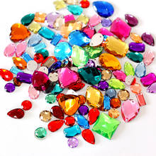 100 unids/paquete de formas variadas de cristal acrílico para coser diamantes de imitación de tamaños mixtos, piedras acrílicas para vestido de novia B2862 2024 - compra barato