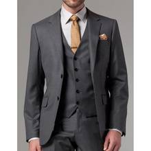 Costume Homme Marriage Dark Grey Men Suits 2021 Slim Fit Blazer Tuxedos Groom Wedding Terno Masculino 3 Pcs Jacket+Pant+Vest 2024 - buy cheap