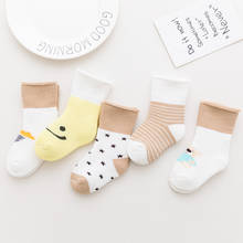 5 парт/лот осенние детские носки для девочек хлопковые носки для новорожденных Мультяшные для мальчиков и малышей Детская одежда аксессуары 2024 - купить недорого