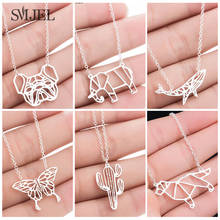 Stainless Steel Animal Shark Necklaces Pendants for Women Daily Jewelry Fashion Dog Butterfly Cactus Necklace Gold Long Chain Collier 2024 - buy cheap