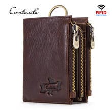 CONTACT'S 100% cow leather men's wallet RFID male portmane short cuzdan mens card holders coin purse cartera hombre man's walet 2024 - buy cheap