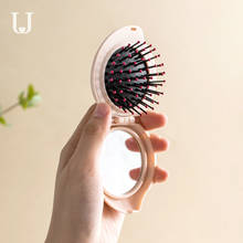JORDAN JUDY-espejo de maquillaje con peine para mujer, espejo redondo plegable portátil de plástico, peines de mano, espejo de viaje 2024 - compra barato