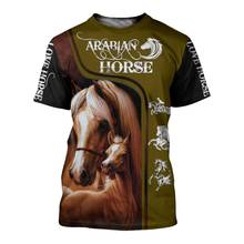 Мужская футболка с 3D принтом «Arabian horse», модная футболка Harajuku с коротким рукавом, летние уличные повседневные футболки топы, Прямая поставка 2024 - купить недорого