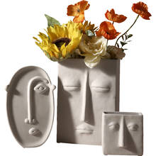 Скандинавская Минималистичная ваза для лица, керамическое украшение для гостиной, обеденного стола, домашнее украшение, ваза для засушенных цветов 2024 - купить недорого