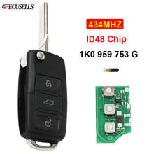 3 Button Remote Key 1K0 959 753 G 1K0959753G 434MHZ ID48 Chip For Volkswagen/VW Golf Caddy Eos Jetta for Skoda/Seat HU66 Blade 2024 - buy cheap