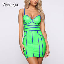 Ziamonga 2020 Summer New Women Sleeveless Strapless Bandage Dress Sexy Bodycon Striped Zipper Back Celebrity Party Violet Dress 2024 - buy cheap