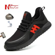 Men's steel head work safety shoes casual breathable outdoor sports shoes puncture protective boots comfortable industrial shoes 2024 - buy cheap