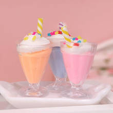 Mini copos de sorvete em miniatura para casa de bonecas, 1 peça, 1:12, acessórios para cozinha, sorvete de milkshake, brinquedos de cozinha 2024 - compre barato