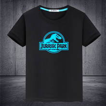 Camiseta luminosa unissex de algodão com estampa de dinossauro, jurassic park, camisa casual para homens e mulheres 2024 - compre barato
