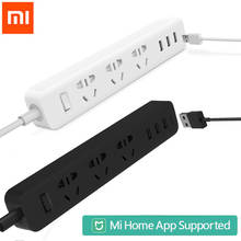 Hot Xiaomi power strip With 3 USB Extension Socket Plug Multifunctional Fast Charging Power Strip 10A 250V 2500W for Mihome APP 2024 - buy cheap