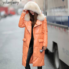 Женская куртка из натуральной кожи с воротником из лисьего меха, осенне-зимнее пальто из овечьей кожи, женская одежда 2020, пуховик размера плюс RLG16DK29 2024 - купить недорого