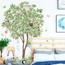 Pegatinas de pared de árbol verde para sala de estar, calcomanías de PVC de árbol nórdico para decoración del hogar, murales de Arte de vinilo 2024 - compra barato