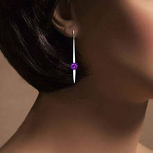 New Fashion Silver Plated Dangle Hanging Gem Stone Rhinestone Long Drop Earrings For Women Jewelry Brincos 2024 - buy cheap
