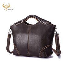 Bolso grande de cuero de grano Real para mujer, Cartera de diseñador de café de lujo, bolso de mano, bolso de hombro, 6640 2024 - compra barato