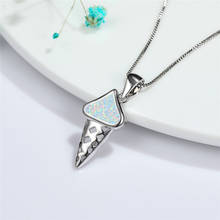 Cute Female Blue White Wedding Necklace Rose Gold Silver Color Party Necklaces For Women Trendy Ice Cream Opal Chain Necklace 2024 - buy cheap