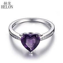 HELON Heart Shape 8x8mm Amethyst Engagement Ring Solid 14K White Gold AU585 Pave Natural Diamond Wedding Women Fine Jewelry Ring 2024 - buy cheap