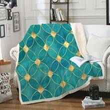 Manta de felpa suave y acogedora para la cama, cobija verde estilo Retro con diseño de círculo dorado, Sherpa, forro polar, color verde 2024 - compra barato