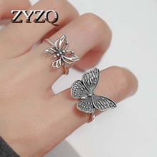 Zyzq anéis borboletas vazadas vintage para mulheres, anéis ajustáveis para meninas anéis da moda festa coquetel jóia statement 2024 - compre barato